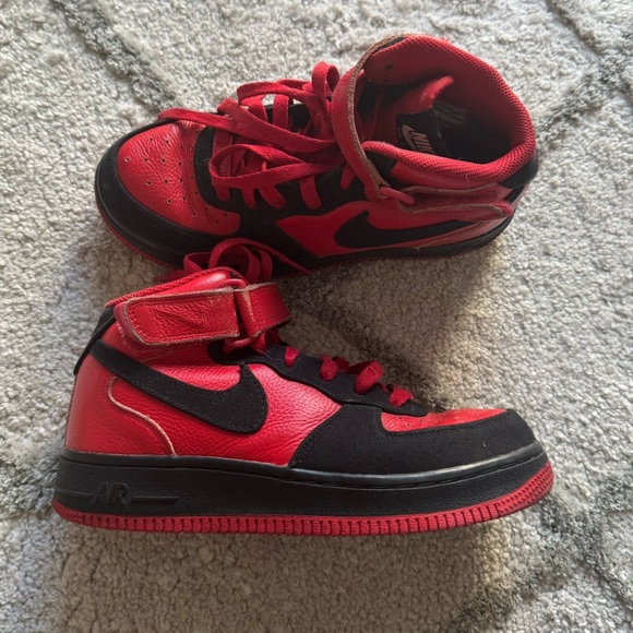 Nike Air Force 1 Mid Nike By you custom Sneakers DV3903-900 black red youth 6.5 - Picture 1 of 14
